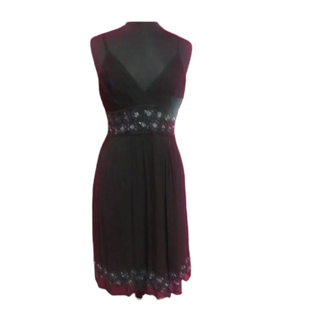 Beaded Chiffon V-Neck Dress D' Albert